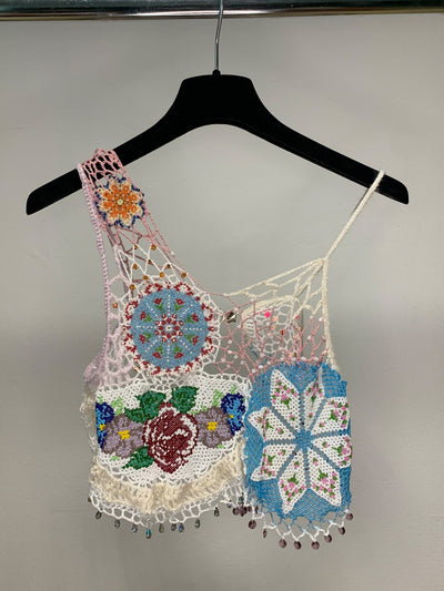 Bead Weaving Tank Top White-Lou de Bètoly-APOC STORE