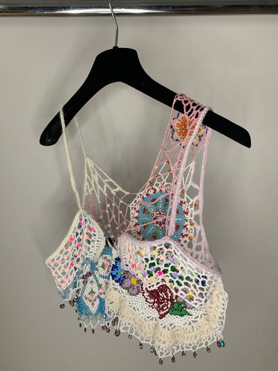 Bead Weaving Tank Top White-Lou de Bètoly-APOC STORE