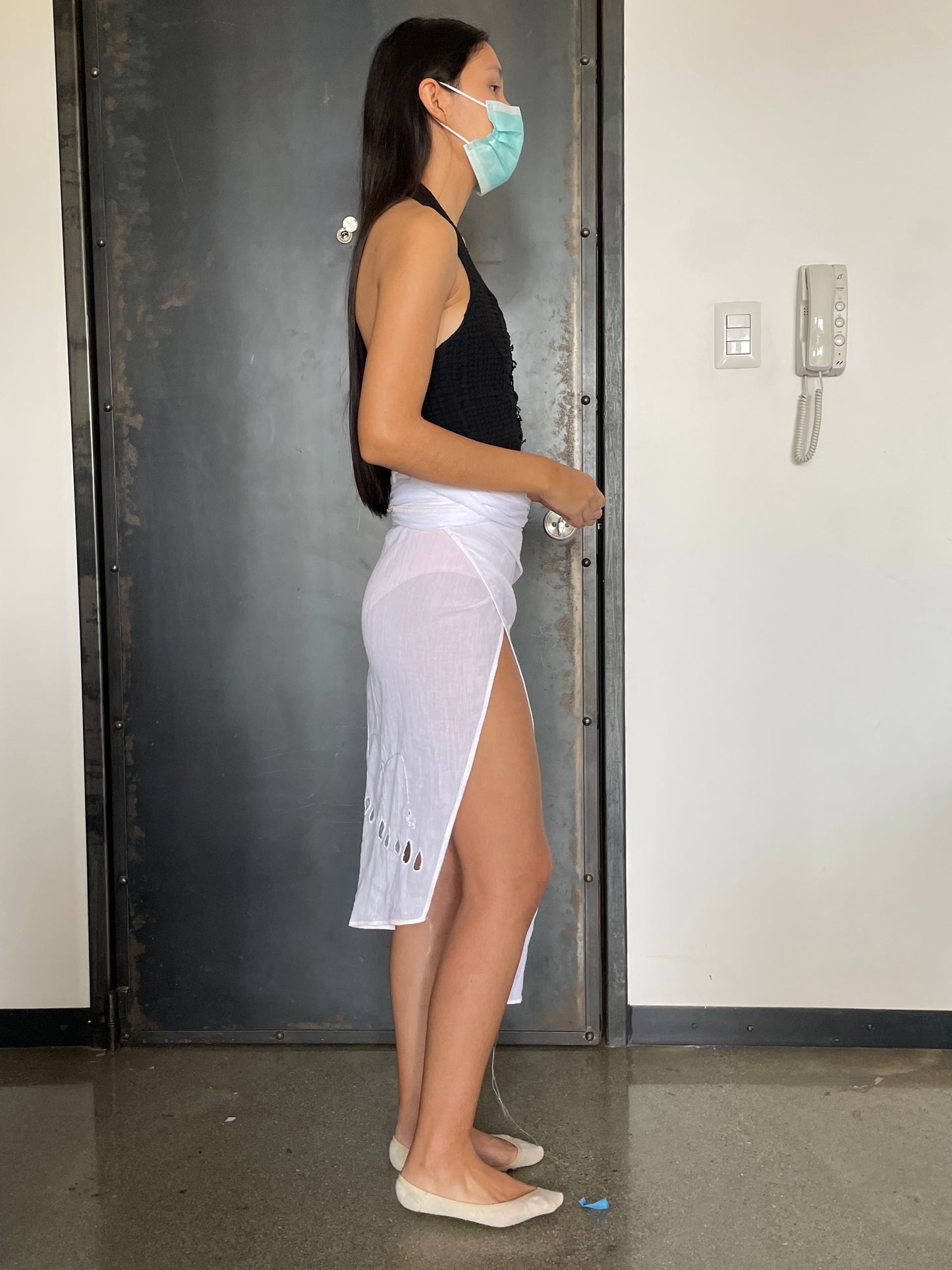 Embroidered Sarong Skirt w/ Pink Overlock-Luna Del Pinal-APOC STORE