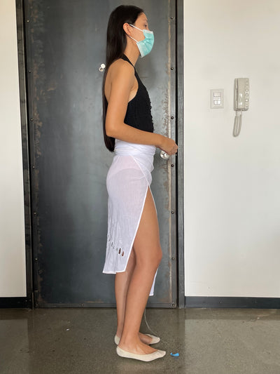 Embroidered Sarong Skirt w/ Pink Overlock-Luna Del Pinal-APOC STORE