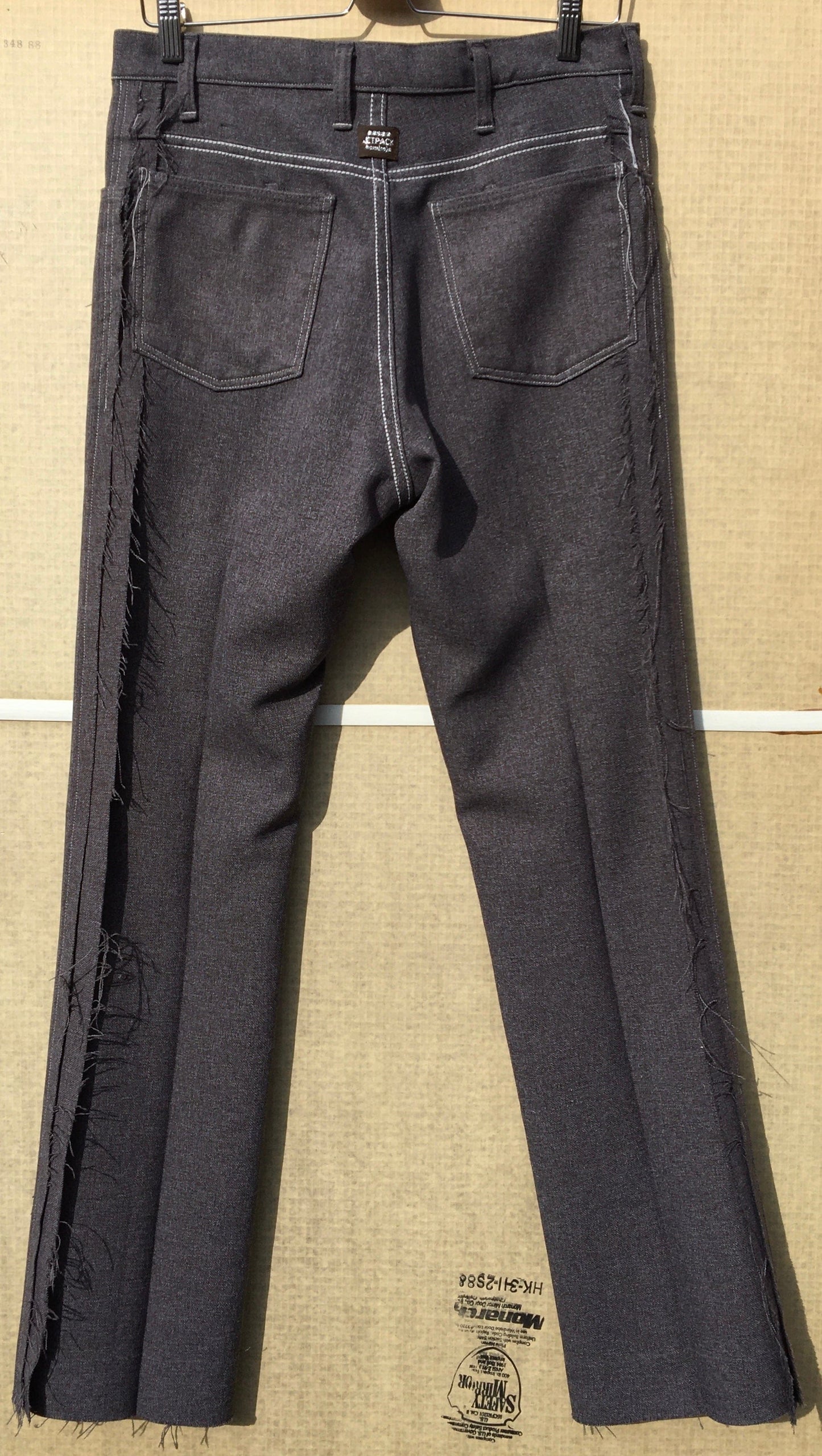 Grey Deconstructed Vintage Polyester Trousers-Jetpack Hom(m)e-APOC STORE