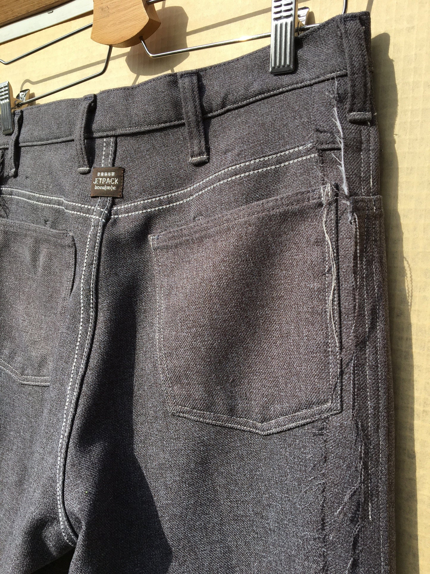 Grey Deconstructed Vintage Polyester Trousers-Jetpack Hom(m)e-APOC STORE