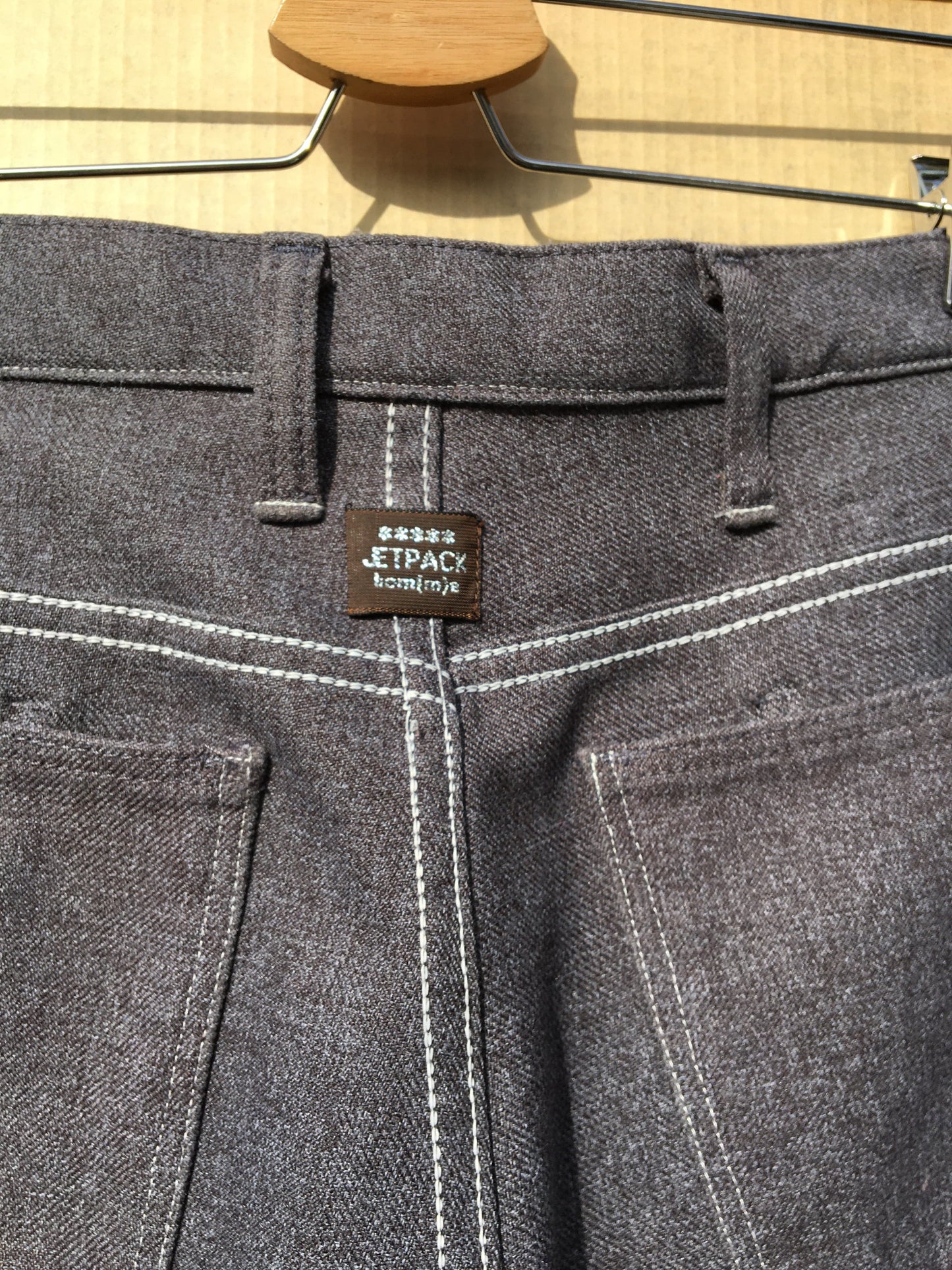Grey Deconstructed Vintage Polyester Trousers-Jetpack Hom(m)e-APOC STORE
