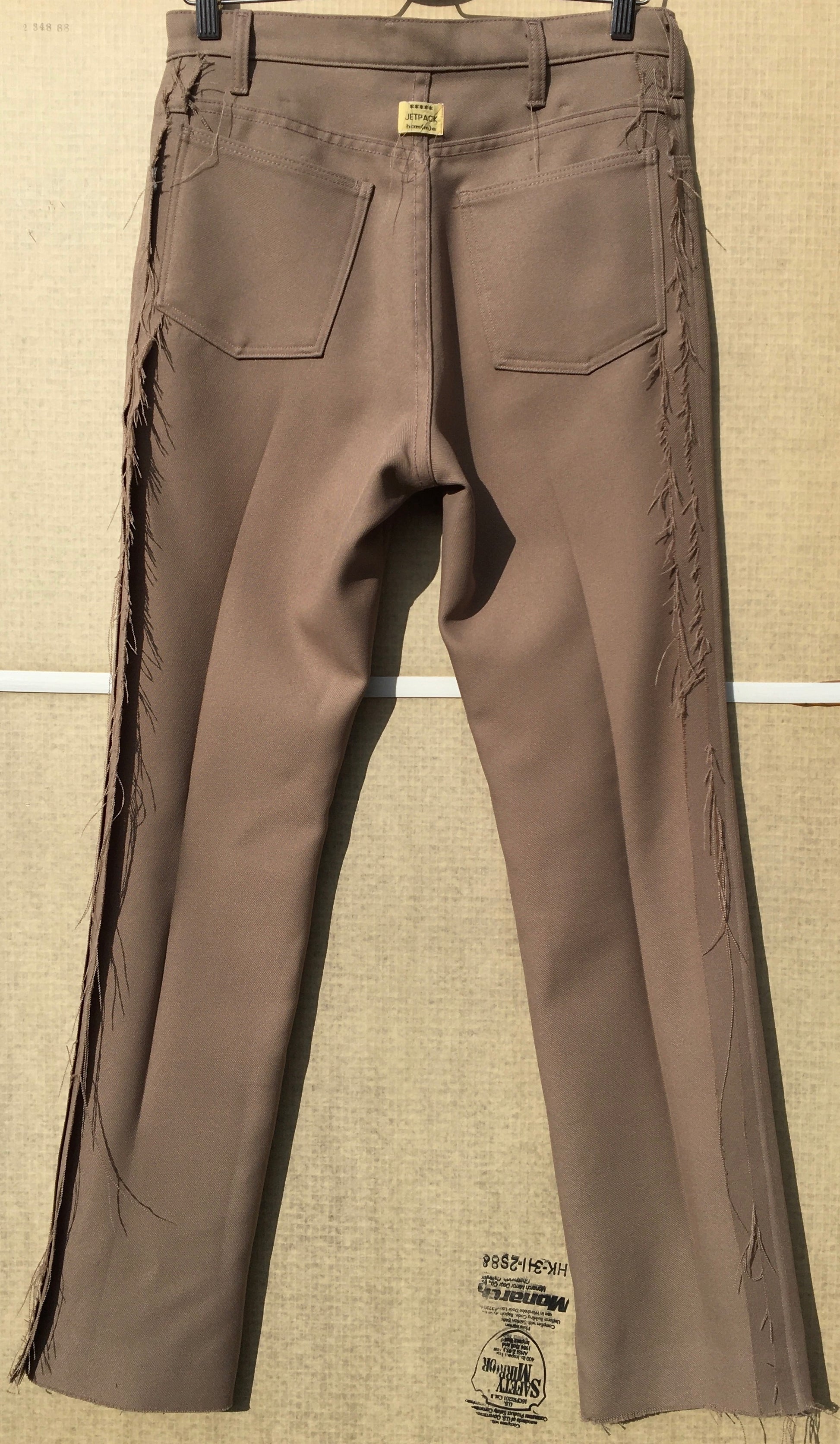 Beige Deconstructed Vintage Polyester Trousers-Jetpack Hom(m)e-APOC STORE
