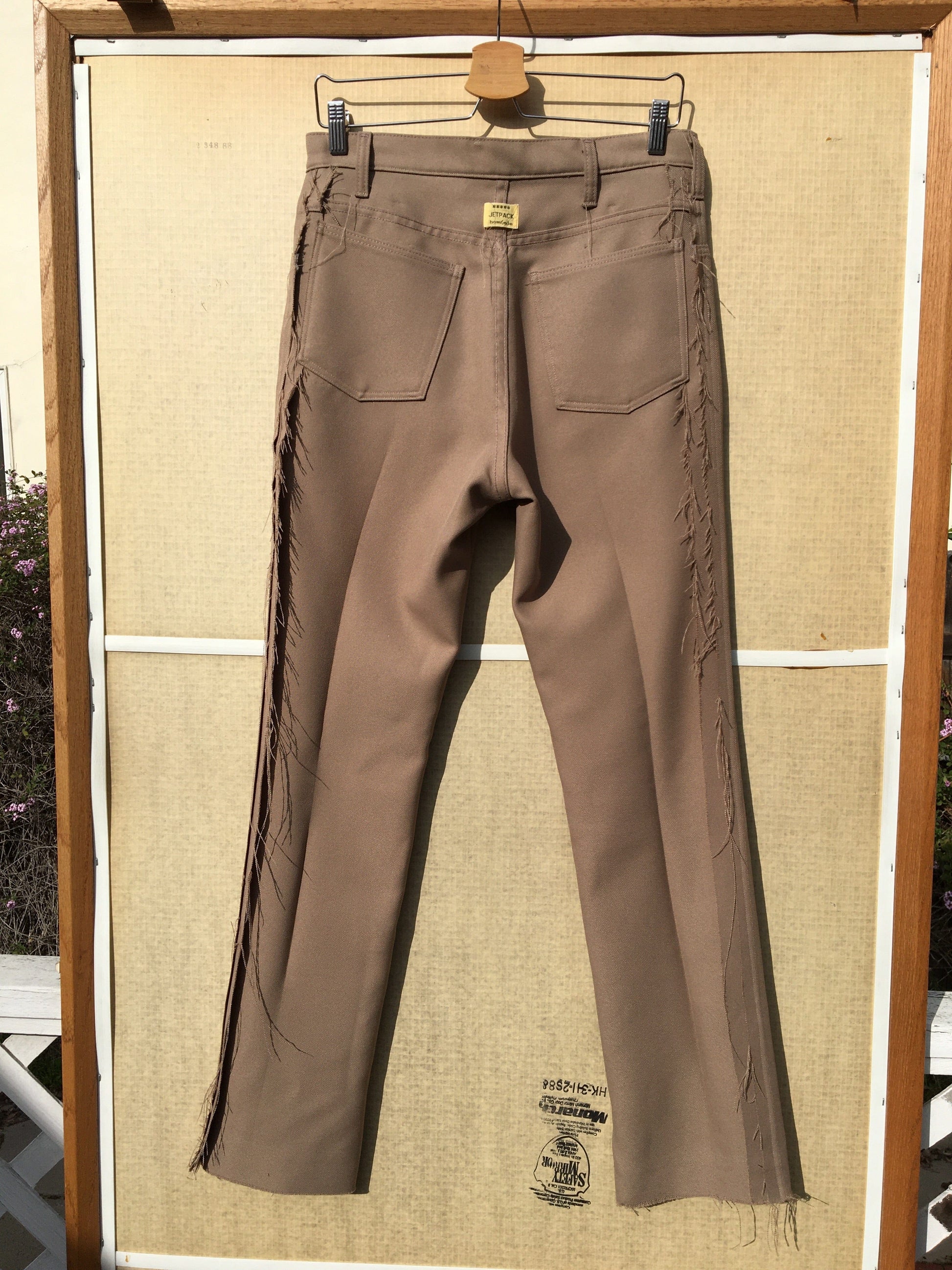 Beige Deconstructed Vintage Polyester Trousers-Jetpack Hom(m)e-APOC STORE