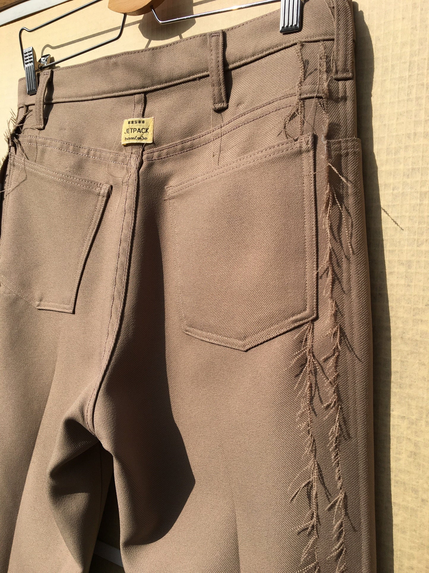 Beige Deconstructed Vintage Polyester Trousers-Jetpack Hom(m)e-APOC STORE