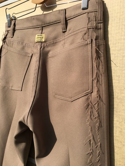 Beige Deconstructed Vintage Polyester Trousers-Jetpack Hom(m)e-APOC STORE