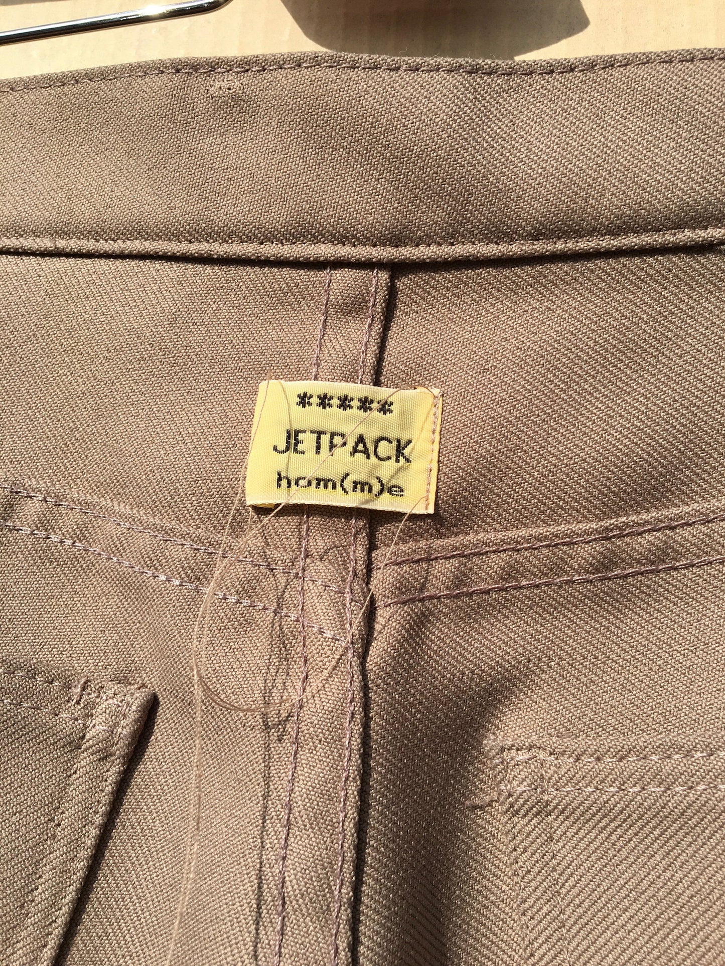 Beige Deconstructed Vintage Polyester Trousers-Jetpack Hom(m)e-APOC STORE