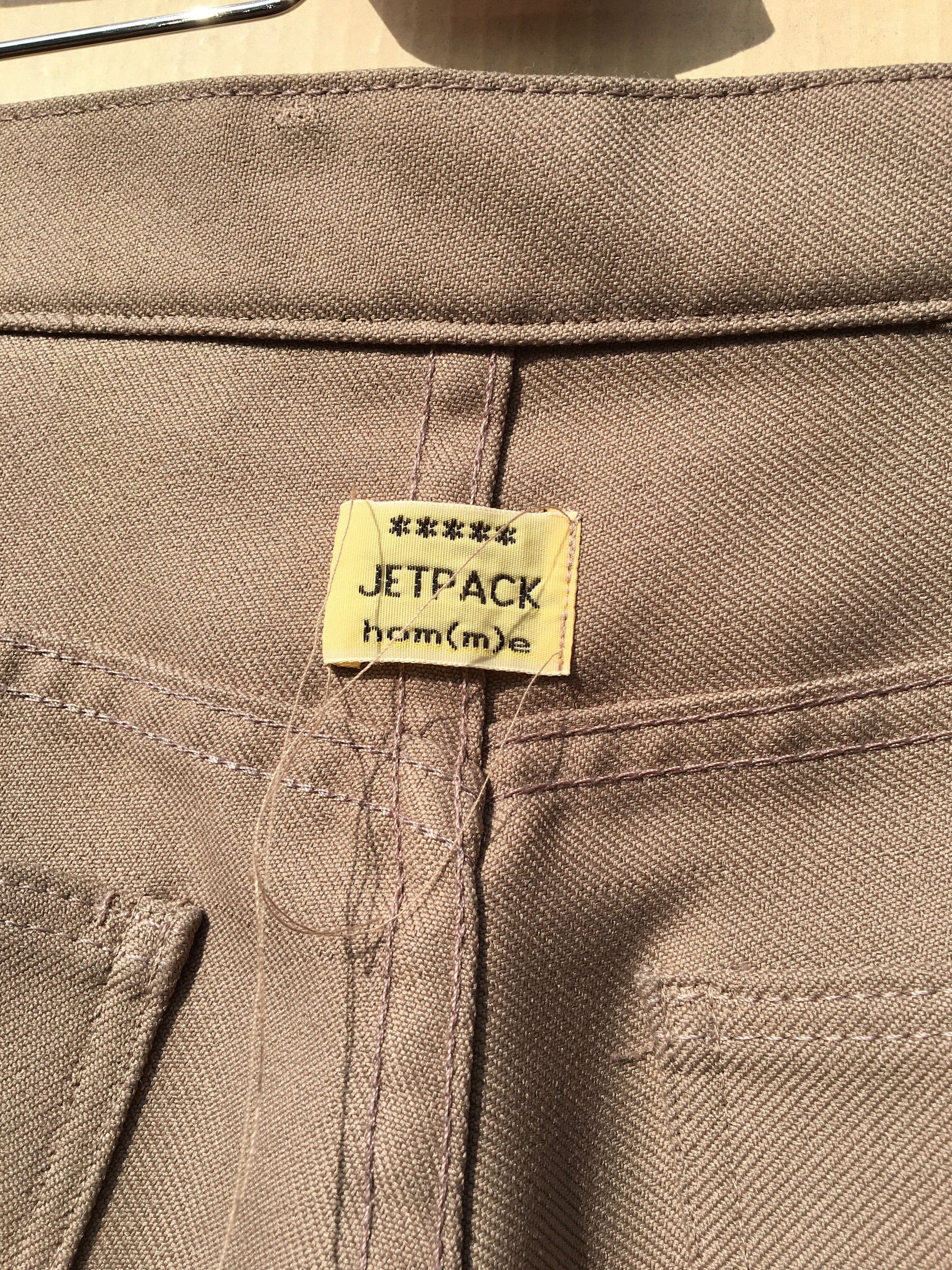 Beige Deconstructed Vintage Polyester Trousers-Jetpack Hom(m)e-APOC STORE