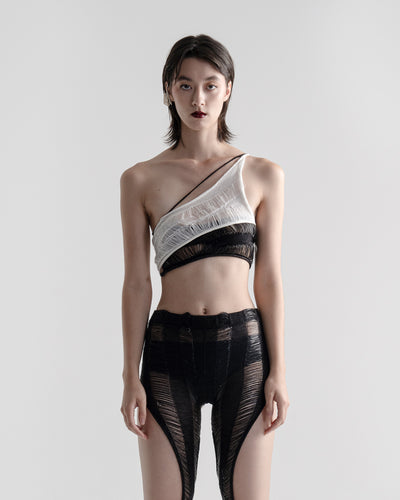 Black&White One Shoulder Tank Top-July Li-APOC STORE