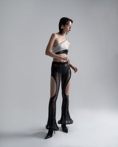 Black&White One Shoulder Tank Top-July Li-APOC STORE