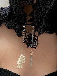 Black Crochet Lace Balaclava-Olivia Rubens-APOC STORE