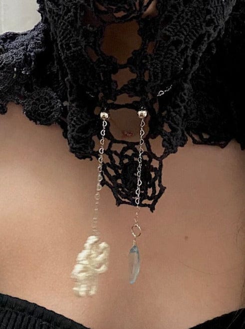 Black Crochet Lace Balaclava-Olivia Rubens-APOC STORE