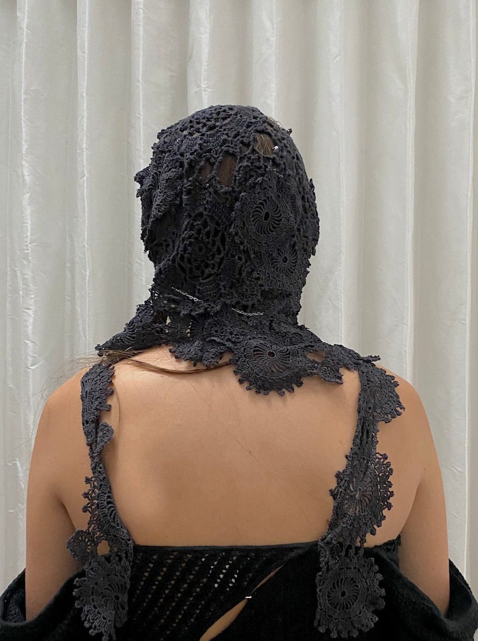 Black Crochet Lace Balaclava-Olivia Rubens-APOC STORE
