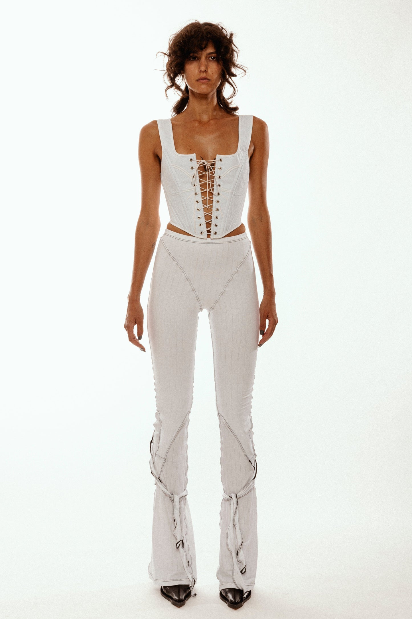 Tie Up Leggings White-Clara Colette Miramon-APOC STORE