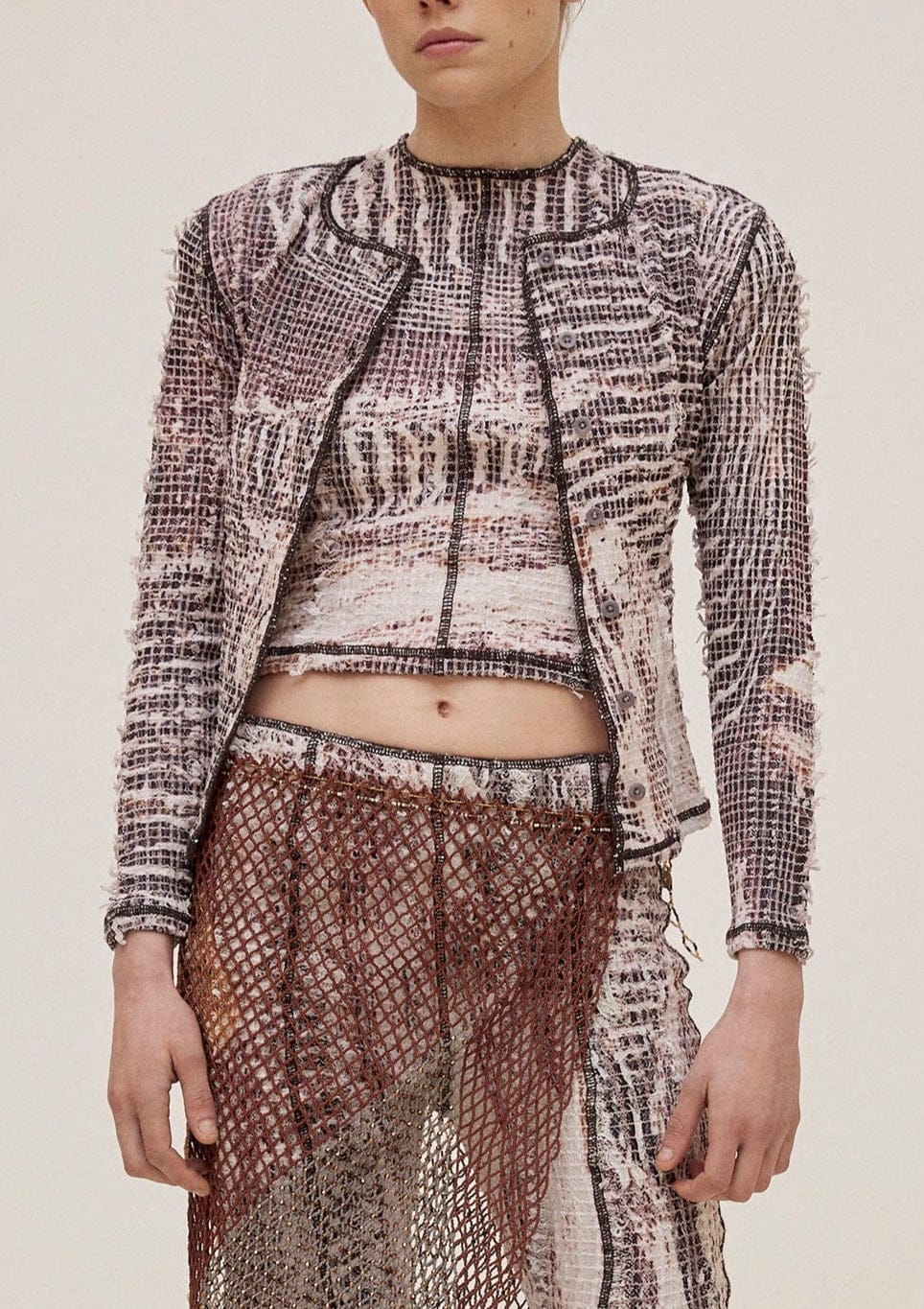 Topographic Stretch Weave Cardigan-Luna Del Pinal-APOC STORE