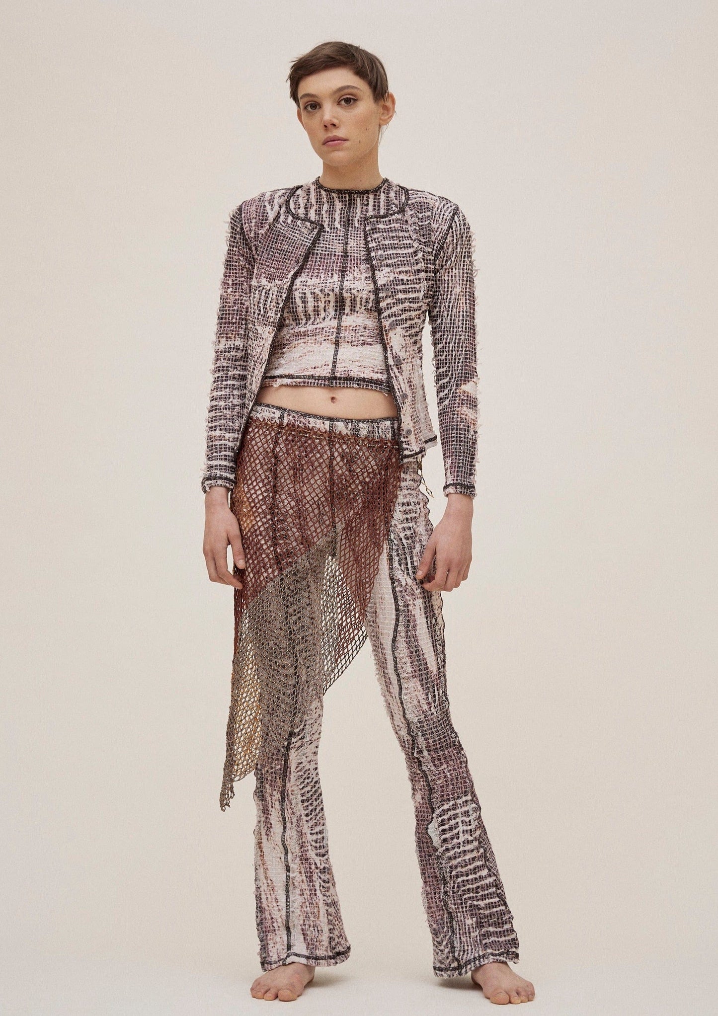 Topographic Stretch Weave Cardigan-Luna Del Pinal-APOC STORE