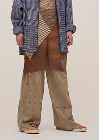 Natural Hand Dyed Triple Embroidered Trousers-Luna Del Pinal-APOC STORE