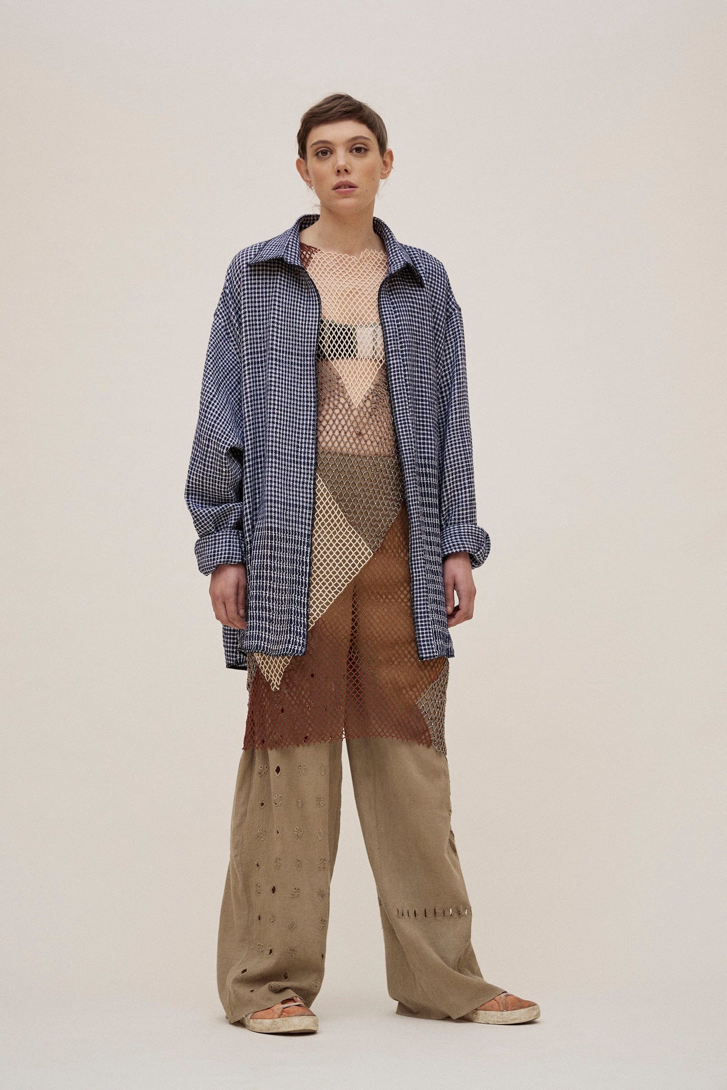 Natural Hand Dyed Triple Embroidered Trousers-Luna Del Pinal-APOC STORE