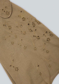 Natural Hand Dyed Triple Embroidered Prairie Top-Luna Del Pinal-APOC STORE