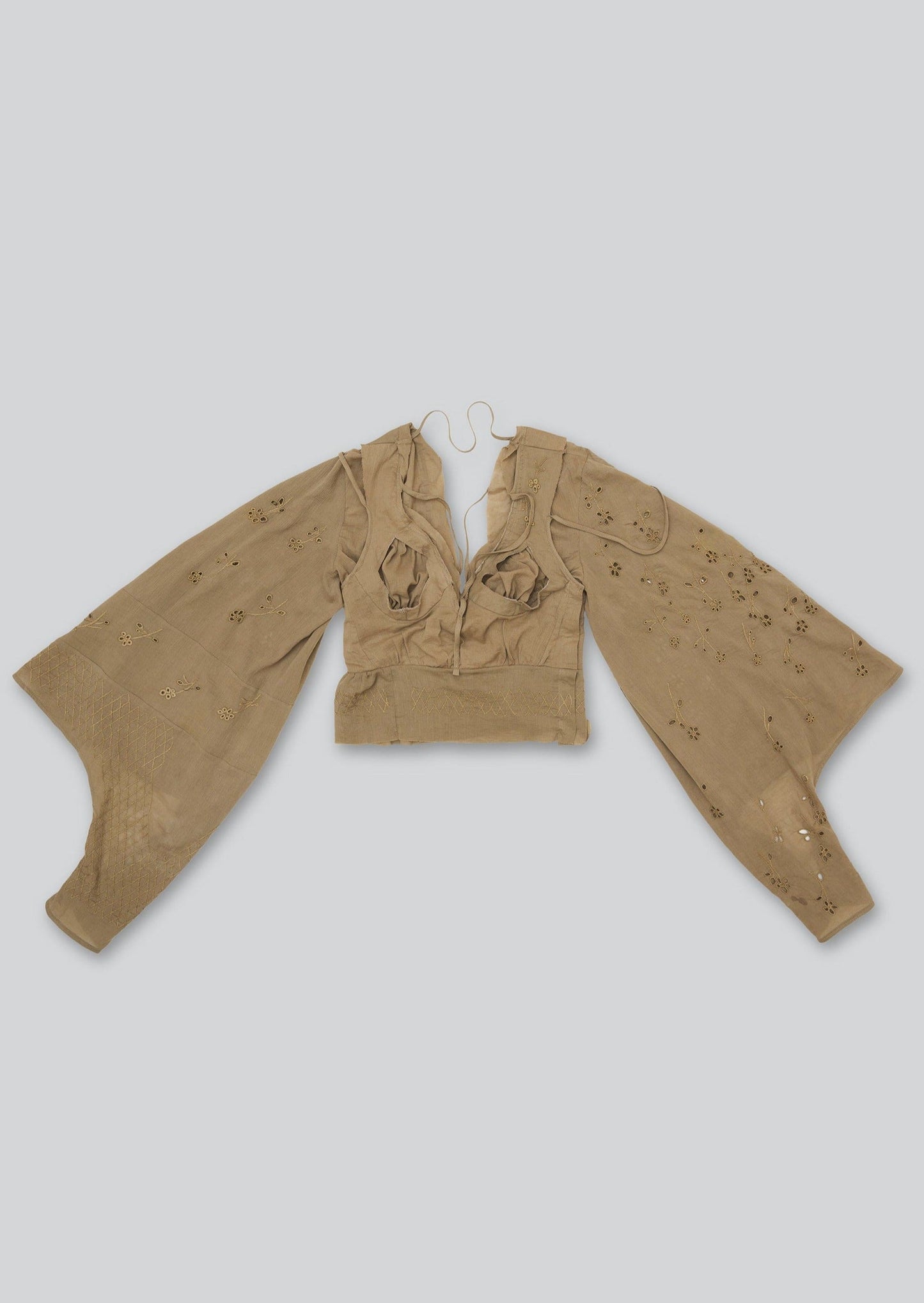 Natural Hand Dyed Triple Embroidered Prairie Top-Luna Del Pinal-APOC STORE