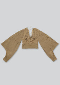 Natural Hand Dyed Triple Embroidered Prairie Top-Luna Del Pinal-APOC STORE