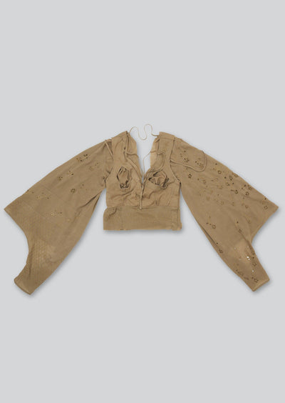Natural Hand Dyed Triple Embroidered Prairie Top-Luna Del Pinal-APOC STORE