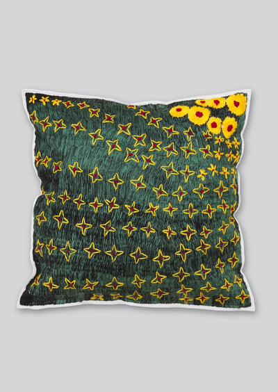 Hand Embroidered Flower Topographic Cushion-Luna Del Pinal-APOC STORE