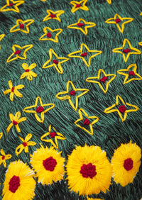 Hand Embroidered Flower Topographic Cushion-Luna Del Pinal-APOC STORE