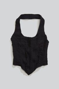 Stretch Weave Halter Top Black-Luna Del Pinal-APOC STORE