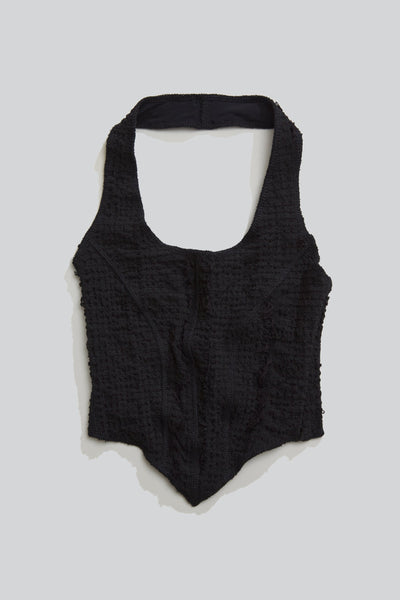 Stretch Weave Halter Top Black-Luna Del Pinal-APOC STORE