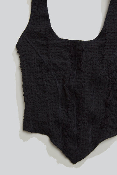 Stretch Weave Halter Top Black-Luna Del Pinal-APOC STORE