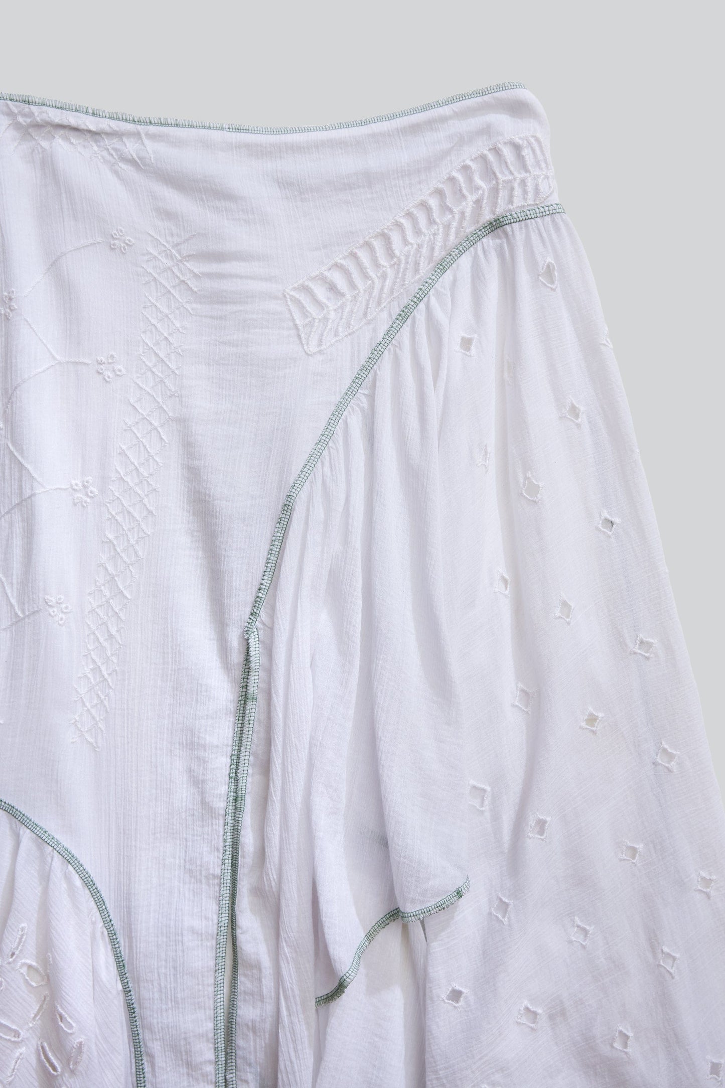 Embroidered Diagonal Skirt w/ Green Overlock-Luna Del Pinal-APOC STORE