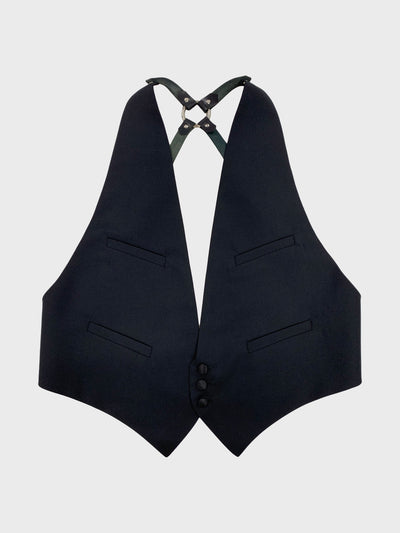 Leather Harness Waistcoat Black-Ella Boucht-APOC STORE