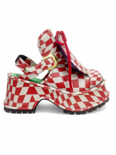 Red Check Grape Sandals-MOTOGUO-APOC STORE