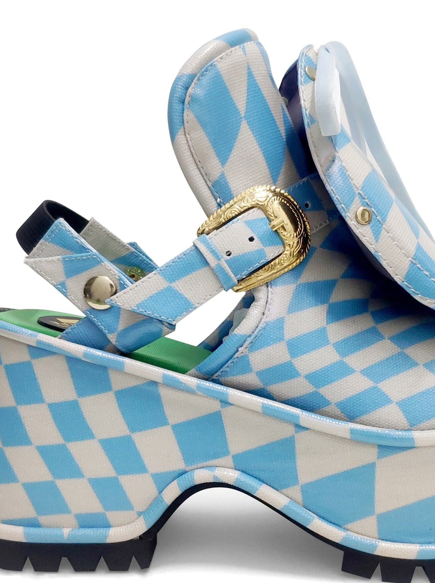 Baby Blue Check Grape Sandals-MOTOGUO-APOC STORE