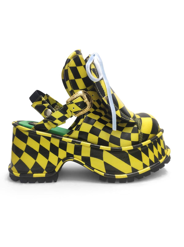 Yellow Check Grape Sandals-MOTOGUO-APOC STORE