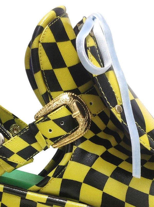 Yellow Check Grape Sandals-MOTOGUO-APOC STORE