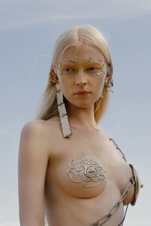 Ivory leather earrings-anGostura-APOC STORE