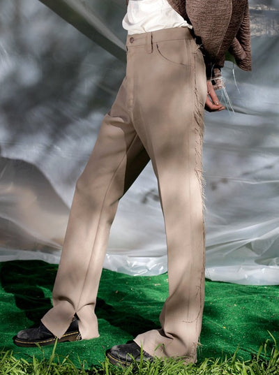 Beige Deconstructed Vintage Polyester Trousers-Jetpack Hom(m)e-APOC STORE