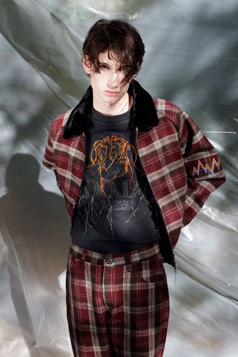 Black Deconstructed Tee with embroidered Dog Head-Jetpack Hom(m)e-APOC STORE