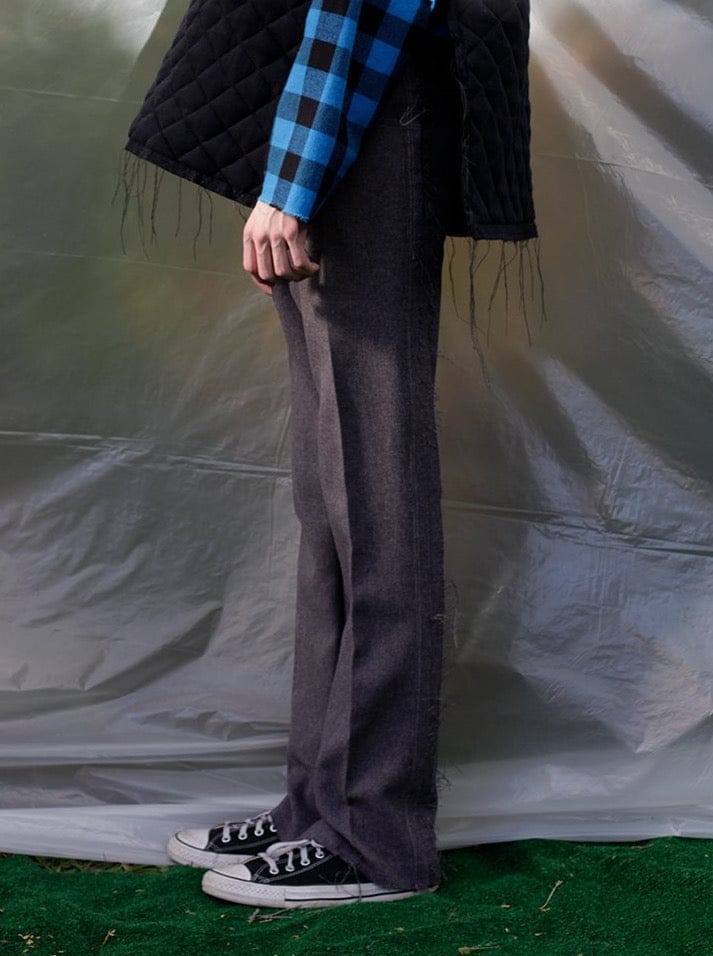 Grey Deconstructed Vintage Polyester Trousers-Jetpack Hom(m)e-APOC STORE
