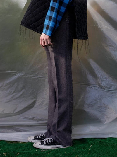 Grey Deconstructed Vintage Polyester Trousers-Jetpack Hom(m)e-APOC STORE