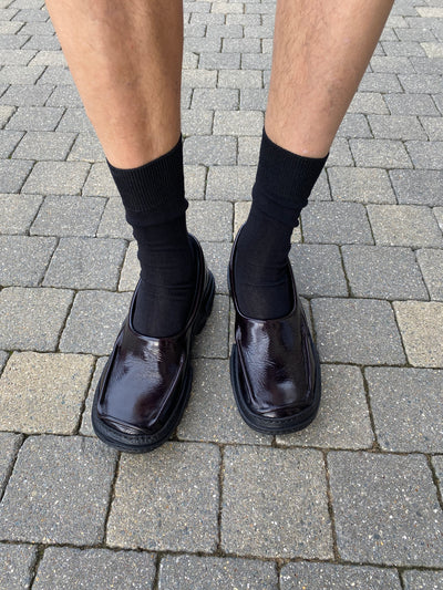 Bordeaux Moccasins in Patent Leather-Hernán Guardamagna-APOC STORE