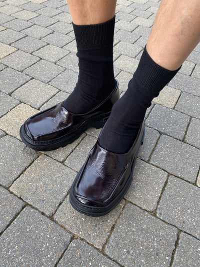 Bordeaux Moccasins in Patent Leather-Hernán Guardamagna-APOC STORE