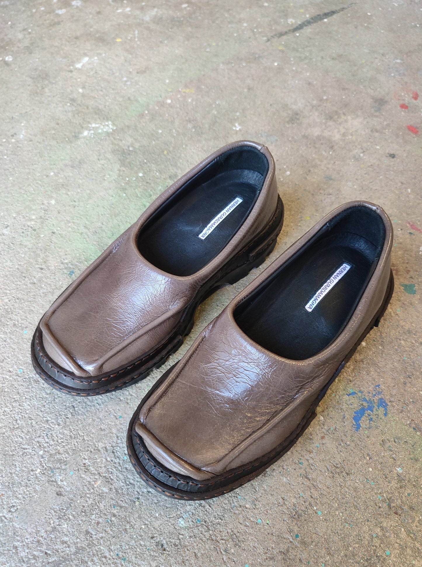 Brown Moccasins in Patent Leather-Hernán Guardamagna-APOC STORE