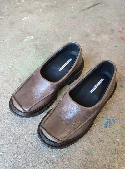 Brown Moccasins in Patent Leather-Hernán Guardamagna-APOC STORE