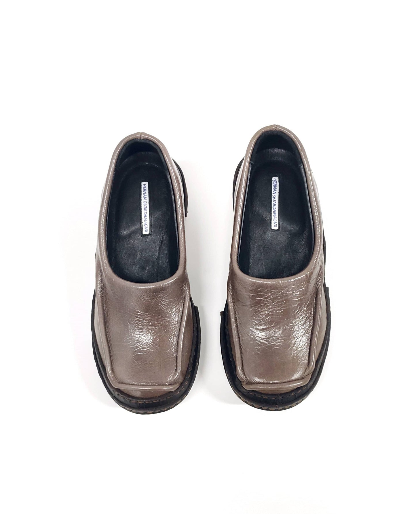 Brown Moccasins in Patent Leather-Hernán Guardamagna-APOC STORE