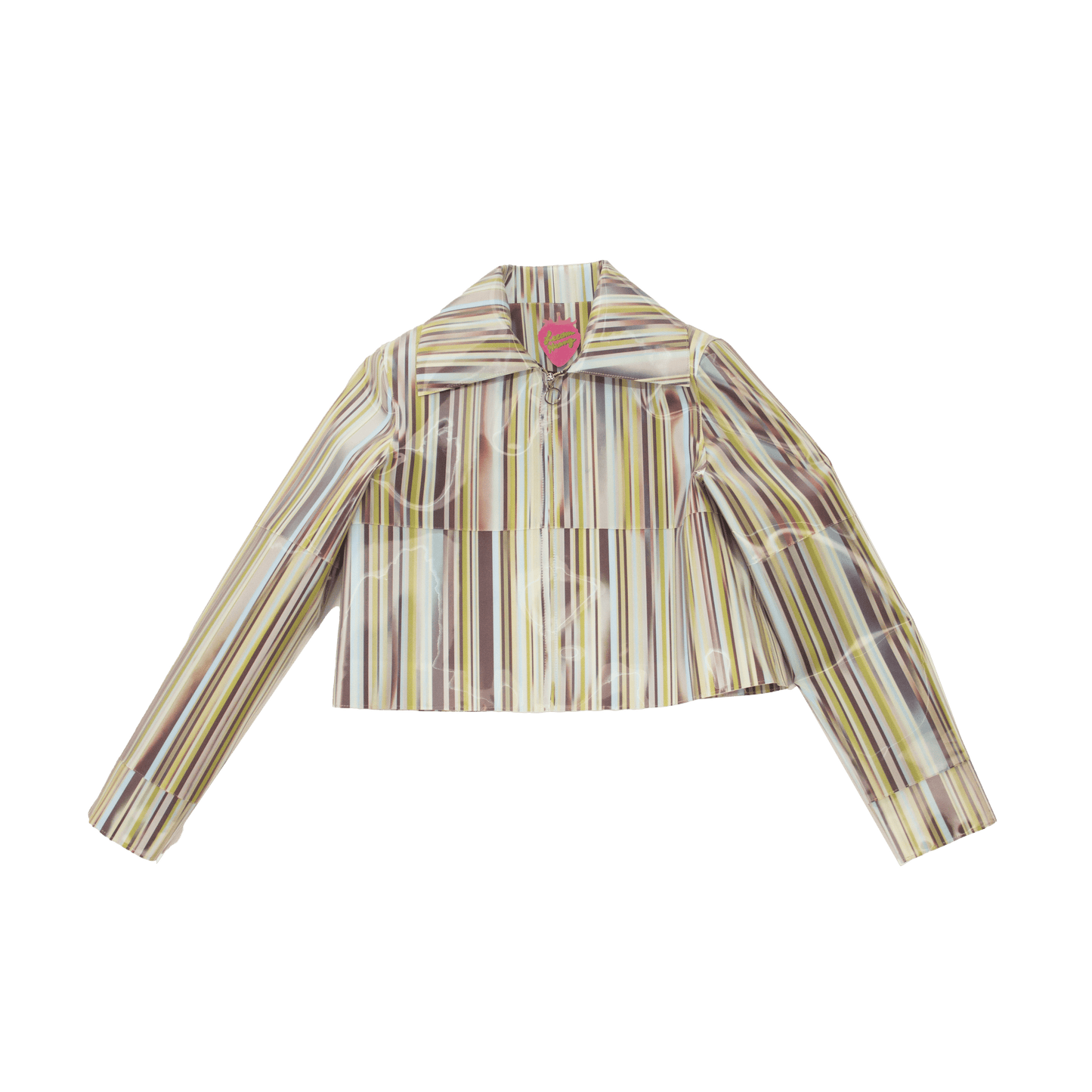 Holographic Mint Stripe Colour-Changing Crop Jacket-Leeann Huang-APOC STORE