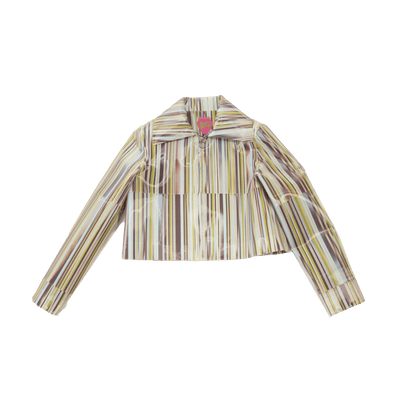 Holographic Mint Stripe Colour-Changing Crop Jacket-Leeann Huang-APOC STORE